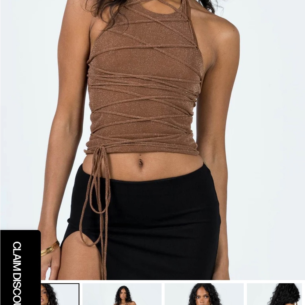 Brown Halter Wrap Top